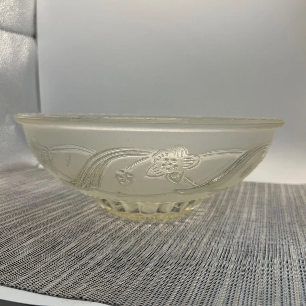 Vintage Frosted Glass Ceiling Light Shade Floral Embossed Art Deco Replacement